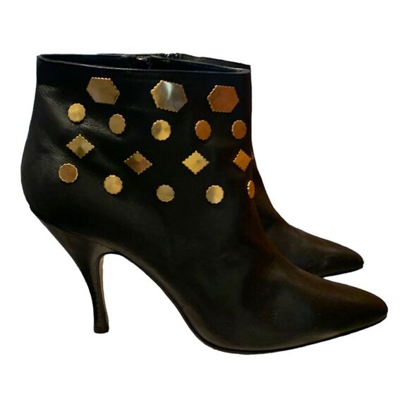 ANDREA PFISTER vintage dead stock black and gold stiletto bootie Italian size 10 - Picture 4 of 13